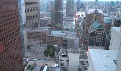 Amateur slut blowing cock and swallowing cum on the edge of 100th floor