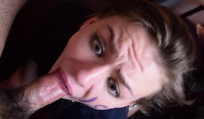 Amateur brunette slut gets rough throat fucked in homemade porn