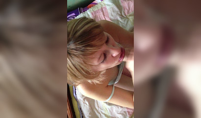 Amateur Russian blondie enjoys closeup cock sucking