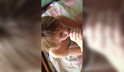 Amateur Russian blondie enjoys closeup cock sucking