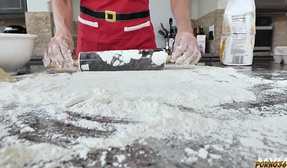 Housewife gets all messy while being fucked hard on the kitchen counter