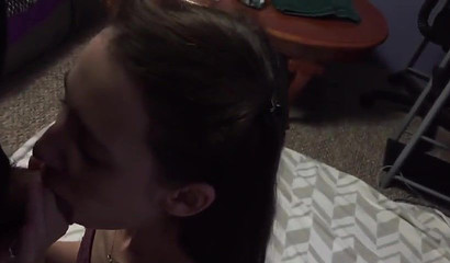 Delicious amateur girlfriend reveals her tiny boobs and sucks dick