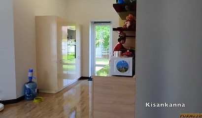 Russian wife gets her face and pussy fucked by her horny neighbor