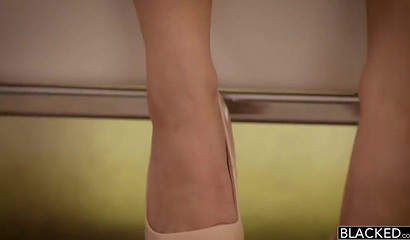 Beautiful young babe trying to deepthroat huge black boner