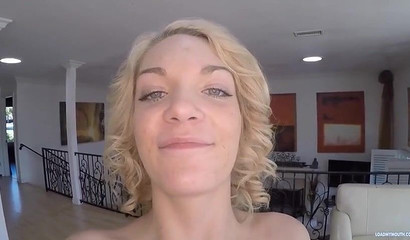 Skinny blonde Ally Brooks loves to blow cock and swallow sperm