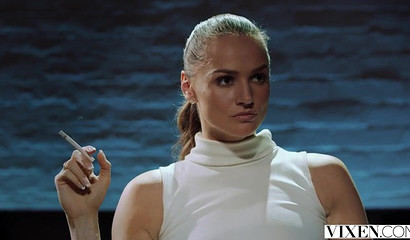 Beguiling babe with tiny tits rides dick in reverse cowgirl after BJ