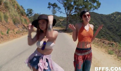 Three lusty teens get picked up and fucked by stranger