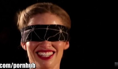 Blind folded skinny slut blows dick and rides it with pleasure