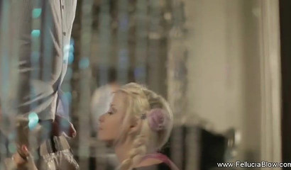 Innocent blonde princess caught sucking off her handsome date