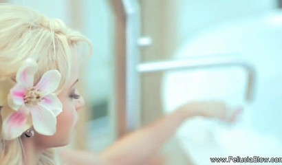 Sexy amateur blonde princess gives the most gentle blowjob ever