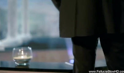 Smoking hot blonde slut blows a boner and gets mouth full of cum