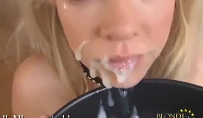 Blonde bitches gets load of sticky sperm in their mouth