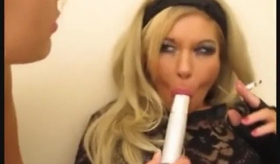 Blonde sluts play with their pussies and blowing stiff dicks