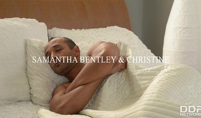 Teens Samantha Bentley & Christine swap cum after giving interracial blowjob