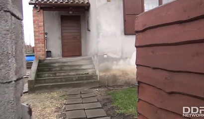 French MILF with big tits Anissa Kate sucks dick and gives handjob