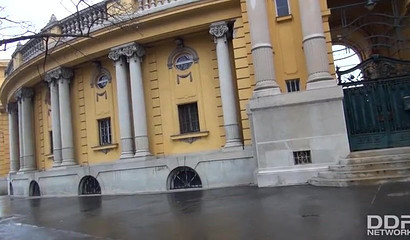 Stranded babe Lucia Love gives a deepthroat blowjob for help