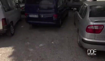 Naughty blonde Blanche Bradburry blowing big dick in public