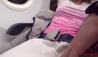 Petite girl Mia Bandini having sex in an airplane