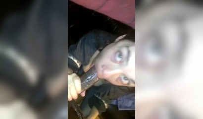 Nasty girl gives her first BBC a sloppy blowjob