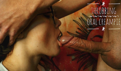 Throbbing cock finding its way inside Mary Konopelka's mouth