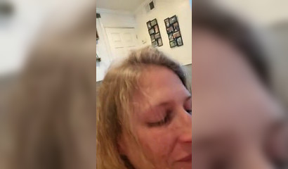 Huge facial for a blonde milf who loves to swallow