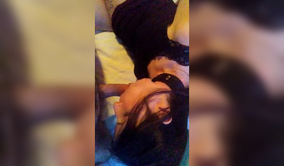 European chastity slave swallowing cum and blowing a big dick