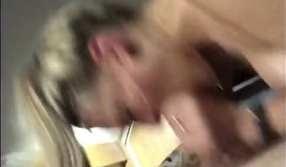 Sexy blonde with big boobs MoniqueGlance sucking her lover's dick