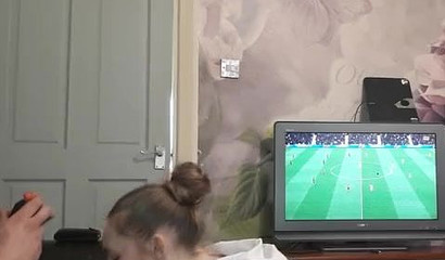 Teen gags on her stepdad's dick and deepthroats it