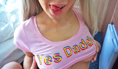 Masked blonde gets her face filled with her stepdady's cum