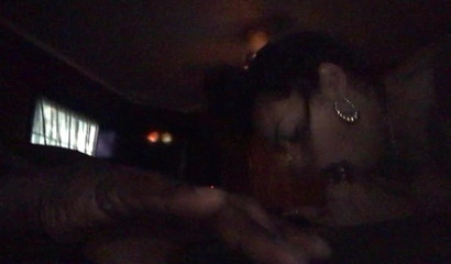 Amateur Latina giving sloppy head to her lover's black joystick