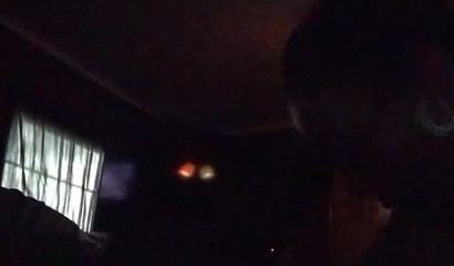 Amateur Latina giving sloppy head to her lover's black joystick