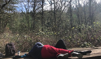 blowjob on a bridge as the woman gets too horny and sucks him