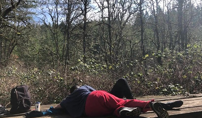 blowjob on a bridge as the woman gets too horny and sucks him