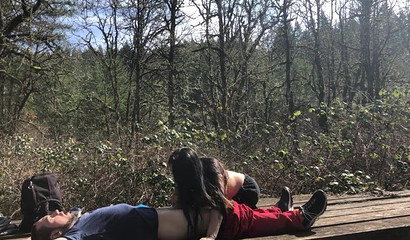 blowjob on a bridge as the woman gets too horny and sucks him