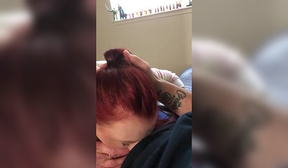 Chubby Inked Redhead Got Her Mouth Filled With Cum After Sucking