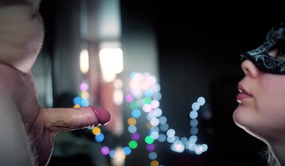 Masked stunner receives an oral creampie