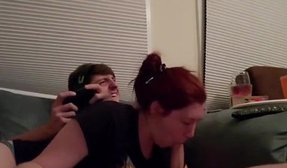 Redheaded PAWG blows me off while playing video games