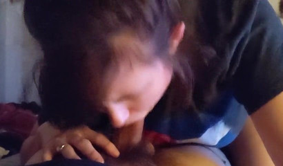 Homemade cock sucking video with a teen hungry for her man's sausage