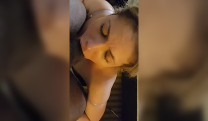 Blonde gets forced to suck and deepthroat a BBC without using her hands