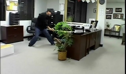 Naughty office cuties get down on their knees for their boss