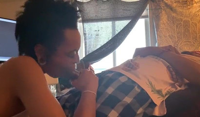 xPapaSmurff slobbering and really trying at the way she sucks him off