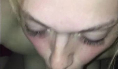 Teen gets a big white cock down her throat