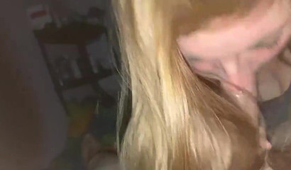 Blonde teen girl Daisy Lovvee sucks the old guy