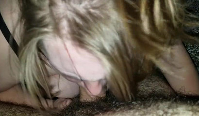 Curvy Brunette Sucks Daddy's Big Dick