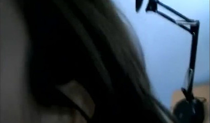 Brunette kneels down and blows my hard dick