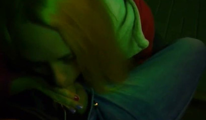 Naughty blonde teen sucking a big cock in the park