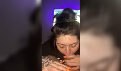 Slutty brunette teen sucking a big dick until she gets cumshot