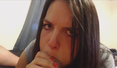 Stunning brunette teen got a facial cumshot after deepthroating