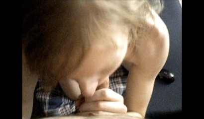 Naughty blonde cougar stuffing her dirty mouth with a big cock