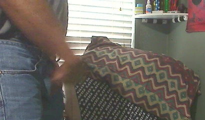 Mature brunette gorging on Dom Cumins's jizz-shooting rod